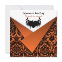 Gothic Orange und Black Damask Einladung
