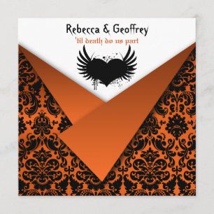 Gothic Orange und Black Damask Einladung