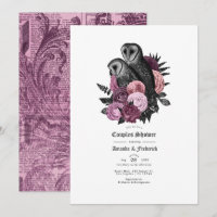 Gothic Owl und Mauve Vintag Floral Couples Dusche
