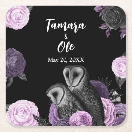 Gothic Owls Wedding Rechteckiger Pappuntersetzer