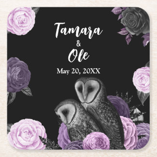 Gothic Owls Wedding Rechteckiger Pappuntersetzer