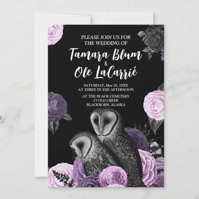 Gothic Owls Wedding Save The Date (Vorderseite)
