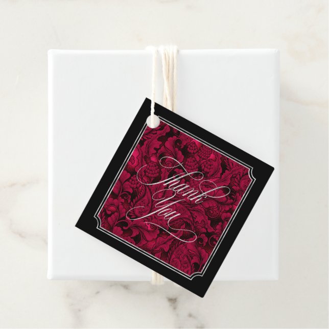 Gothic Paisley Frame Burgundy ID866 Geschenkanhänger (Beispiel)