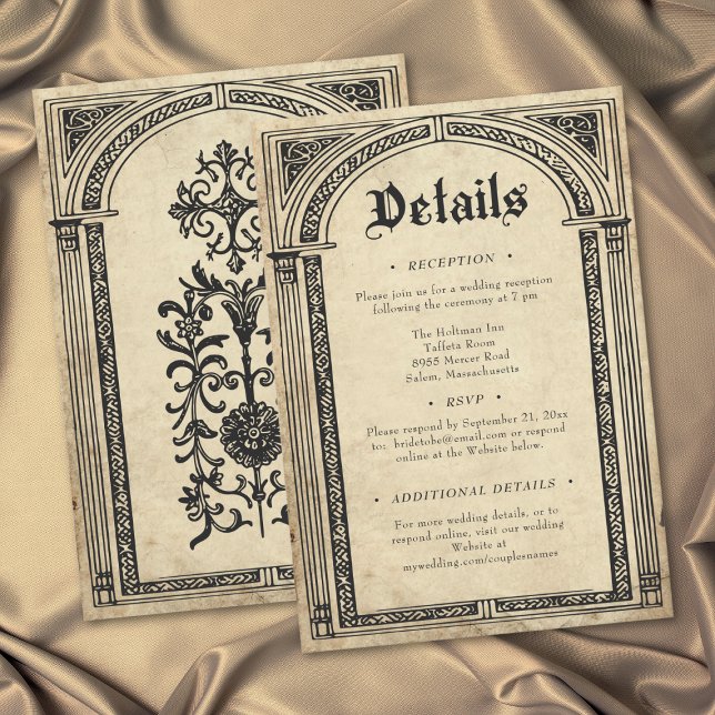 Gothic Parchment Medieval Until Death Wedding Begleitkarte (Gothic Parchment Medieval Until Death Wedding Enclosure Card)
