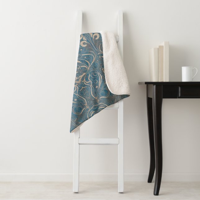 Gothic Pattern Blue Sherpa Blanket Sherpadecke (Beispiel)
