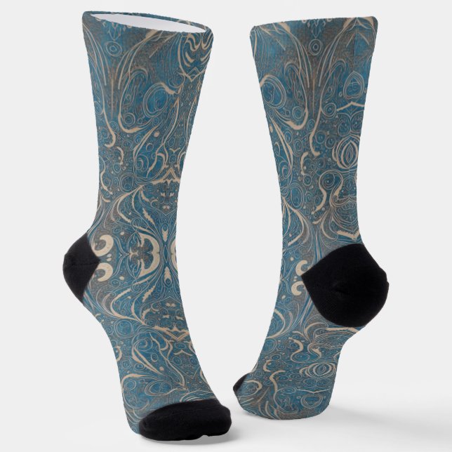 Gothic Pattern Blue Socks Socken (Gewinkelt)