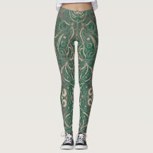Gothic Pattern Green Leggings