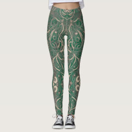 Gothic Pattern Green Leggings