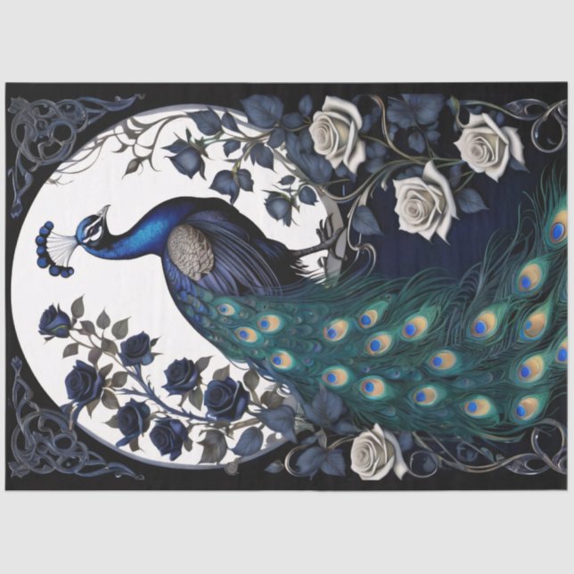Gothic Peacock Decoupage Seidenpapier (Vorderseite)