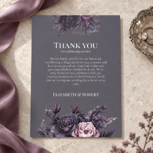 Gothic-Pflaume-Floral-Hochzeits-Dankeskarten Dankeskarte
