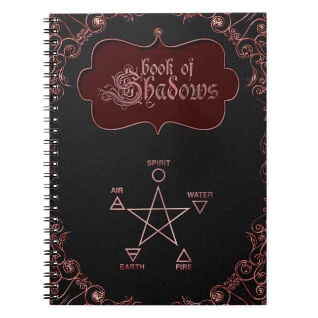 Gothic Pink Book of Shadows Pentagramm Elements Notizblock (Vorderseite)