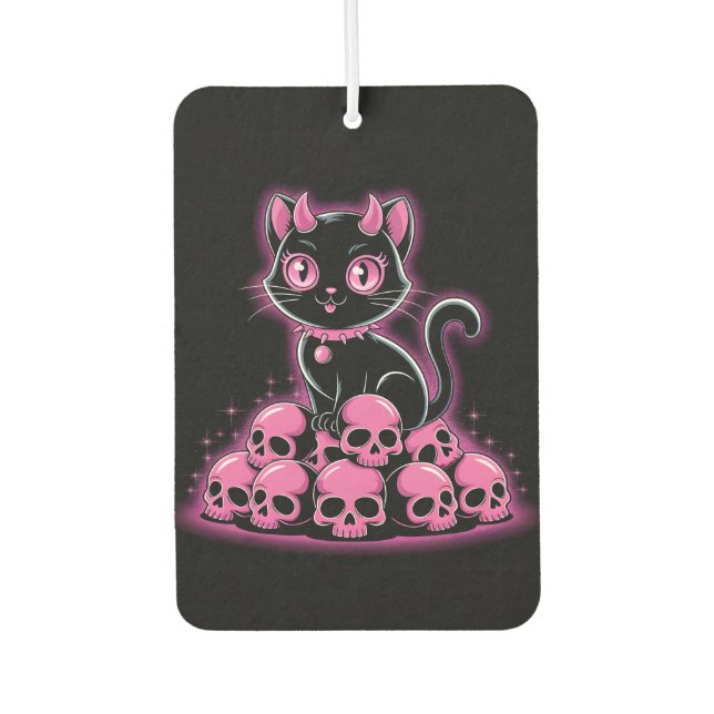 Gothic Pink Devil Cat Autolufterfrischer (Vorderseite)