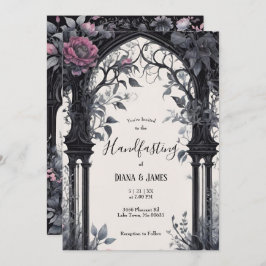 Gothic Pink Floral Garden Gate Pagan Handfasts Einladung