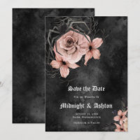 Gothic Pink Floral Spider Save the Date Einladung