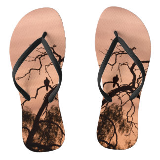 Gothic Pink Nature Silhouette Bird Herbst Flip Flops