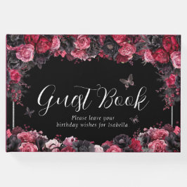 Gothic Pink Red & Black Moody Quinceañera Gästebuch