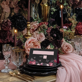 Gothic Pink Red & Black Moody Quinceañera Platzkarte