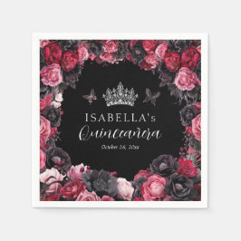 Gothic Pink Red & Black Moody Quinceañera Serviette