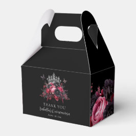 Gothic Pink Red & Black Quinceñera Gefallen Box Geschenkschachtel