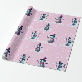 Gothic Pink Snowmen Weihnachtswrapping Paper Geschenkpapier