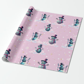 Gothic Pink Snowmen Weihnachtswrapping Paper Geschenkpapier