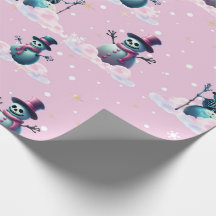 Gothic Pink Snowmen Weihnachtswrapping Paper