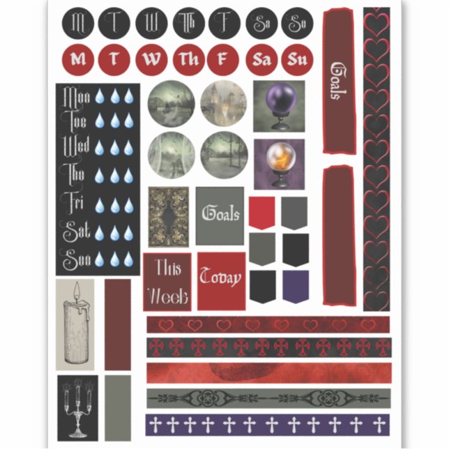 Gothic Planner Stickers Aufkleber (Vorderseite)