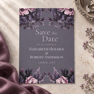 Gothic Plum Floral Save-the-Date-Karte Einladung