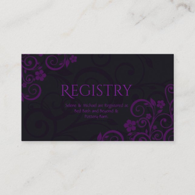 Gothic Plum Wedding Registry Card Begleitkarte (Vorderseite)
