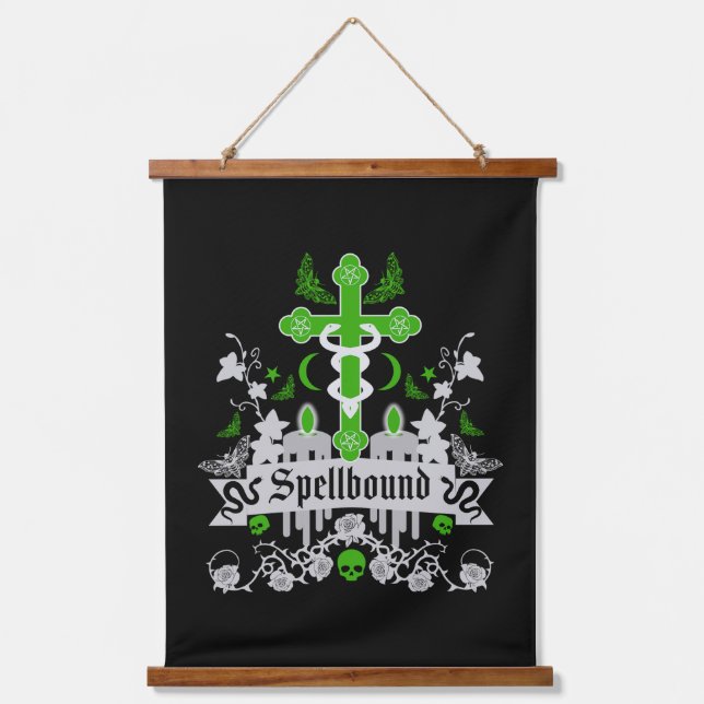 Gothic Post Punk Fashion Zubehör Wandteppich Mit Holzrahmen (Vorderseite)