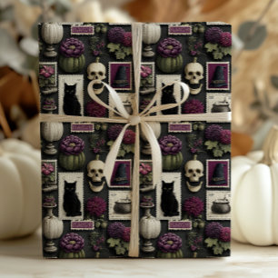 Gothic Postage Briefmarke Skulls Katzen Pumpkins & Geschenkpapier