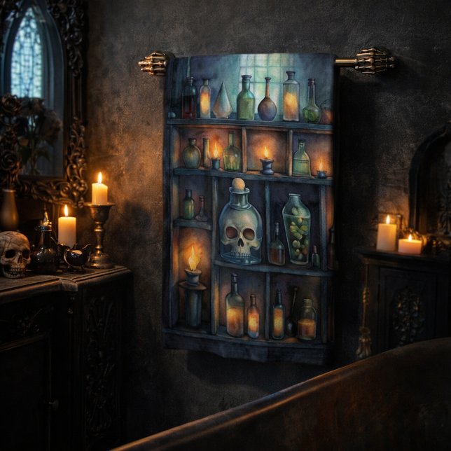 Gothic Potion Flaschen - Dunkle Apotheke Badhandtuch Set (Von Creator hochgeladen)