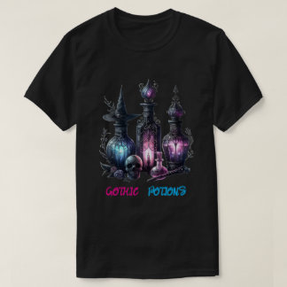 Gothic Potion Flaschen T-Shirt | Dunkle Fantasy &