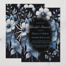 Gothic Powder Blue Floral Spider Web Brautparty-Ei