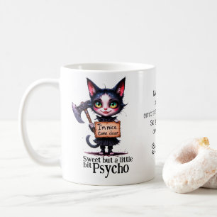 Gothic Psycho Süße Katze mit Axt  Kaffeetasse