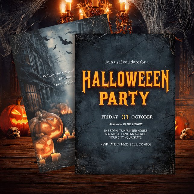Gothic Pumpkin Street Halloween Einladung (Von Creator hochgeladen)