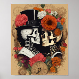 Gothic Punk Rock'n'Roll Skulls Liebe Kunst, Dichtu Poster