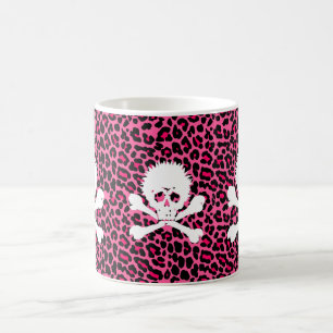 Gothic Punk-Totenschädel mit rosa Leopardenmuster Kaffeetasse