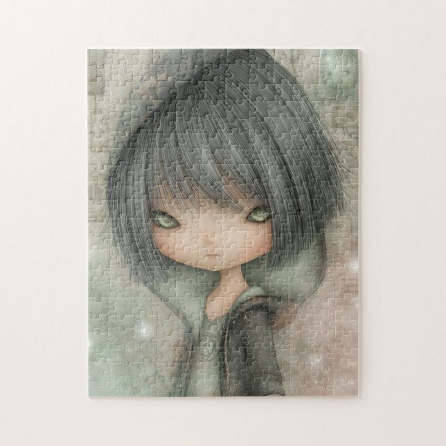 Gothic-Puppe mit Kapuze Grunge-Rätsel Puzzle (Vertikal)