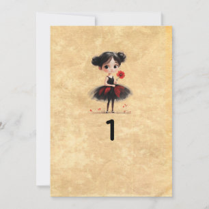 Gothic Puppen-Hochzeitstisch-Nummernkarte Einladung