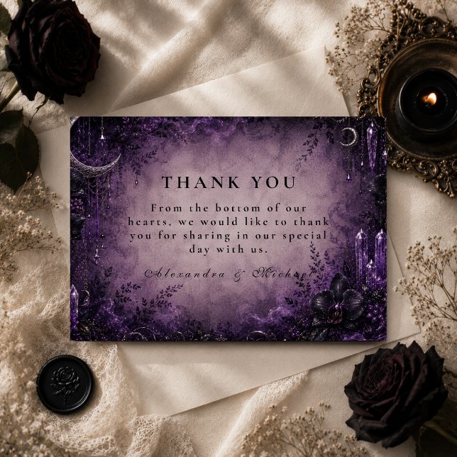 Gothic Purple Goth Hochzeit Dankeskarte (Von Creator hochgeladen)