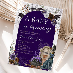 Gothic Purple Mädchen Halloween-Baby-Party Einladung