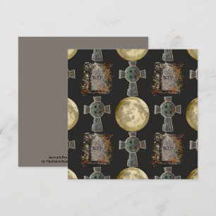 Gothic R.I.P. Headstone Celtic Cross Vollmond Art Karte