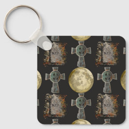 Gothic R.I.P. Headstone Celtic Cross Vollmond Art Schlüsselanhänger