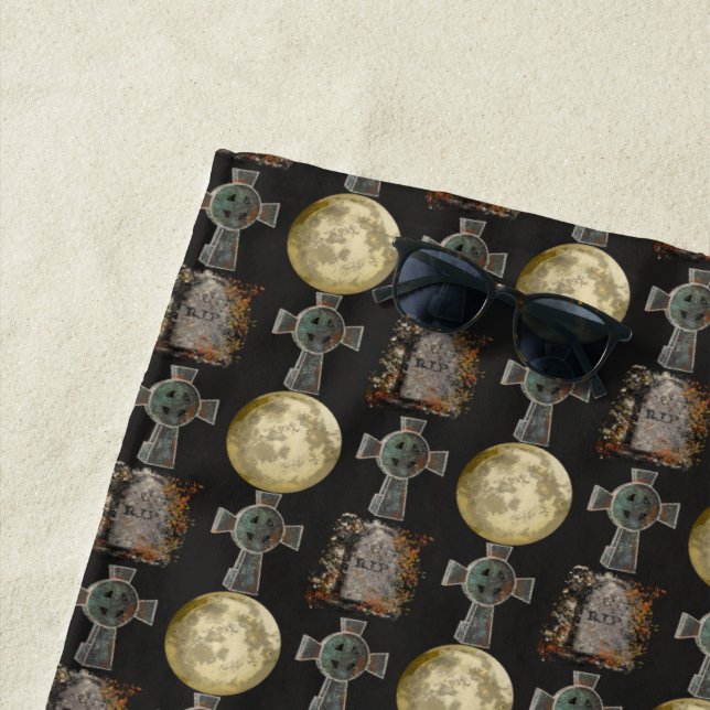 Gothic R.I.P. Headstone Celtic Cross Vollmond Art Strandtuch (Beispiel)