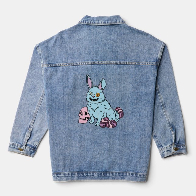 Gothic Rabbit Gothic Bunny Gothic Oster Emo Goth Jeansjacke (Rückseite)