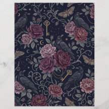 Gothic Raben & Burgunderrosen Scrapbook Papier
