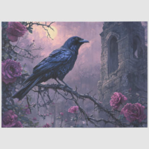 Gothic Raben Lila Rosen Decoupage Seidenpapier