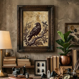 Gothic Raben Vintage Schrift Dark Academia Poster
