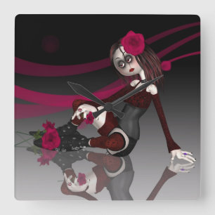 Gothic Rag Puppenuhr Quadratische Wanduhr